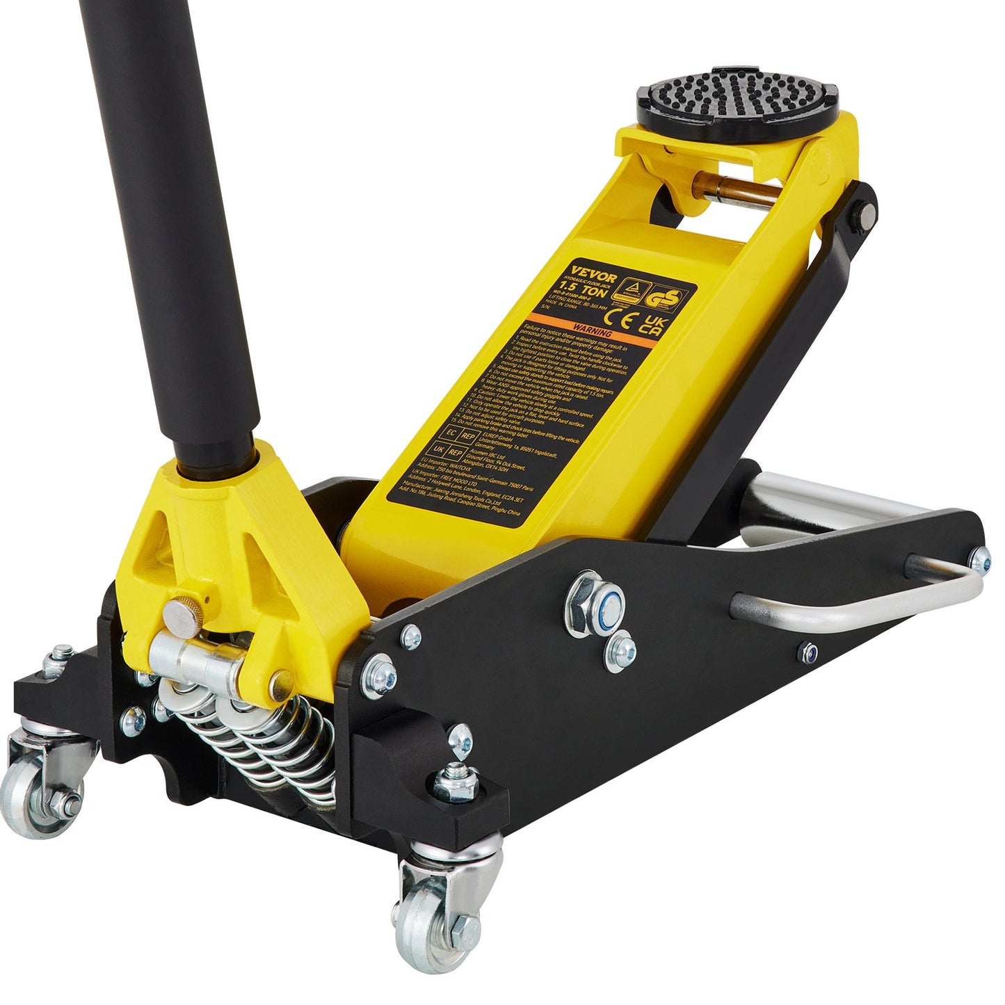 Floor jack, 1.5 ton low profile floor jack, aluminum and steel racing floor jack with dual piston quick lift pump, floor jack lifting range 80 mm-365 mm
