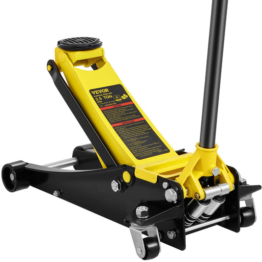Low profile floor jack 2.5 ton Heavy Duty steel double piston quick pump