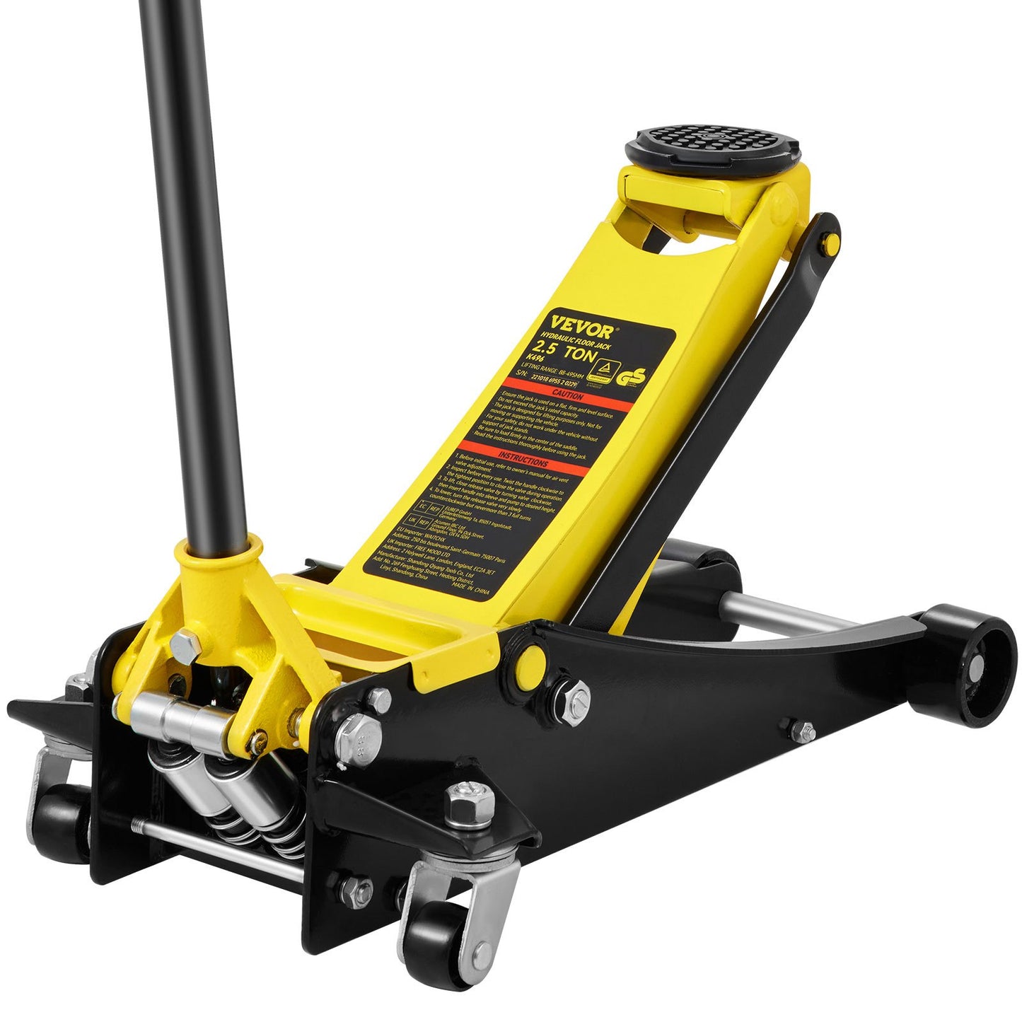 Low profile floor jack 2.5 ton Heavy Duty steel double piston quick pump