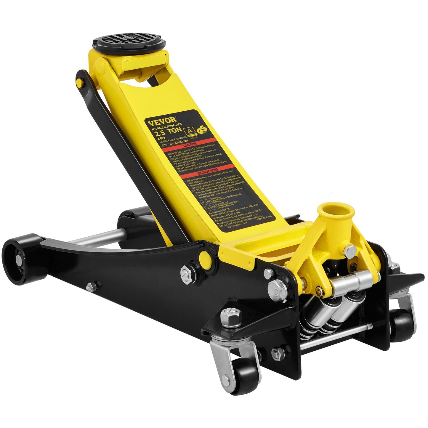 Low profile floor jack 2.5 ton Heavy Duty steel double piston quick pump