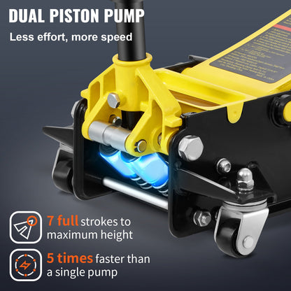 Low Profile Golvjack 4 Ton Heavy Duty Steel Dual Piston Rapid Pump