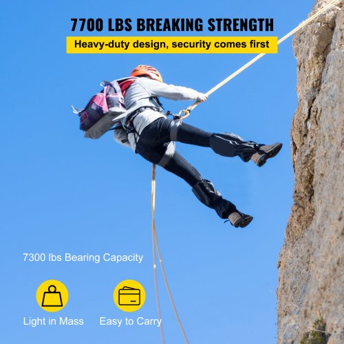 Double Sheave Block and Hoist 7700 Pound Pulley 100 Feet, 1/2 Inch Double Braided Rope