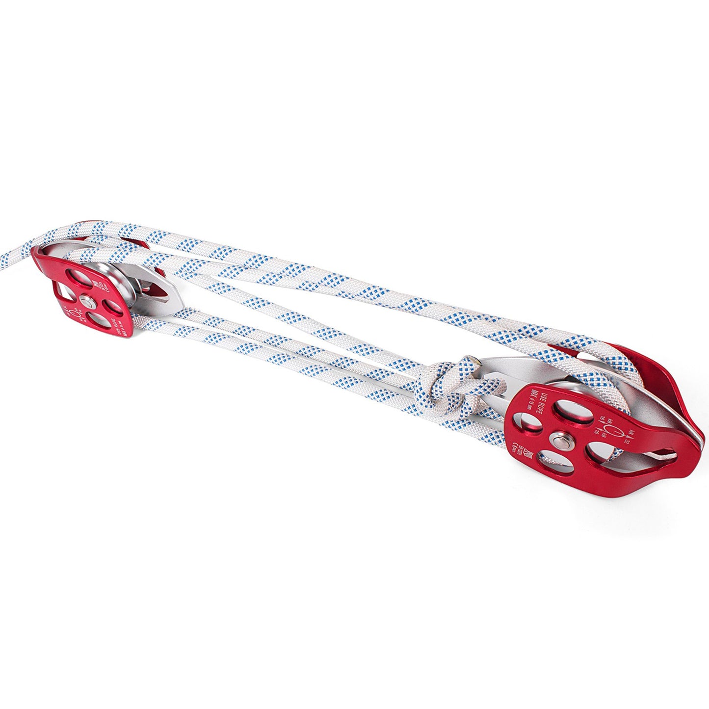 Twin Sheave Block and Tackle 2/5-1/2 Inch 100-200 Ft Twin Sheave Block with Braid Rope 6600-7705LBS Double Pulley Rig