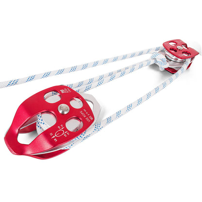 Twin Sheave Block and Tackle 2/5-1/2 Inch 100-200 Ft Twin Sheave Block with Braid Rope 6600-7705LBS Double Pulley Rig