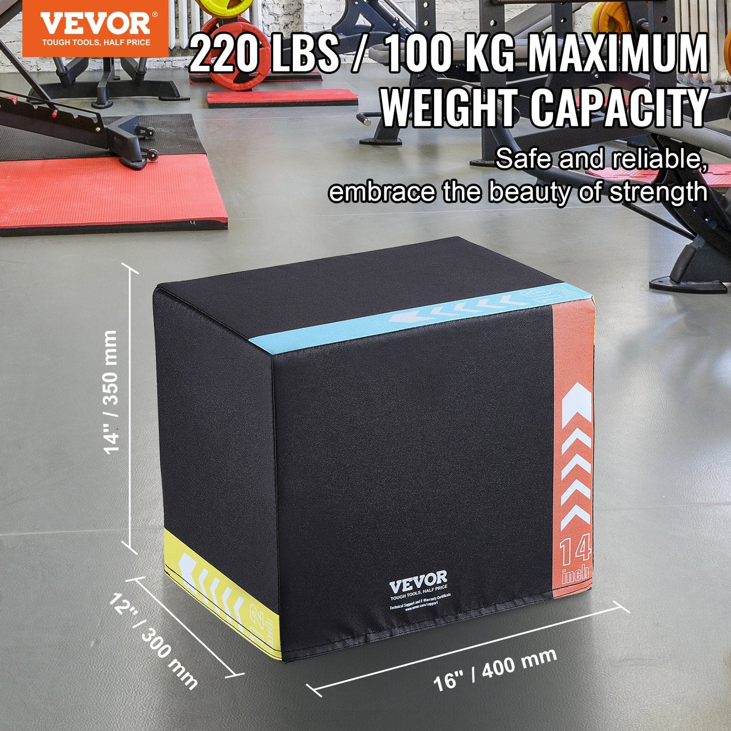 16/14/12 Inch 3 in 1 Plyometric Jump Box Fitness Training Plyo Box Cotton