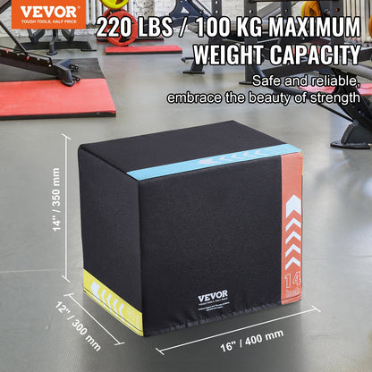 16/14/12 Inch 3 in 1 Plyometric Jump Box Fitness Training Plyo Box Cotton