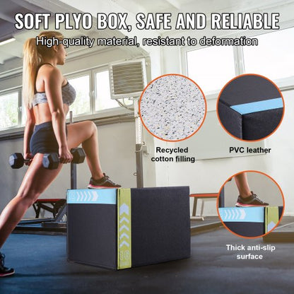 20/18/16 inch 3 in 1 plyometric jump box fitness exercise plyobox cotton