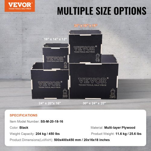 3 i 1 Plyometric Jump Box, 20/18/16 tums Plyo Box, Platform & Jumping Agility Box, Anti-Slip Fitness Exercise Step Up Box för hemmagymträning, konditionsstyrketräning, svart |  EU