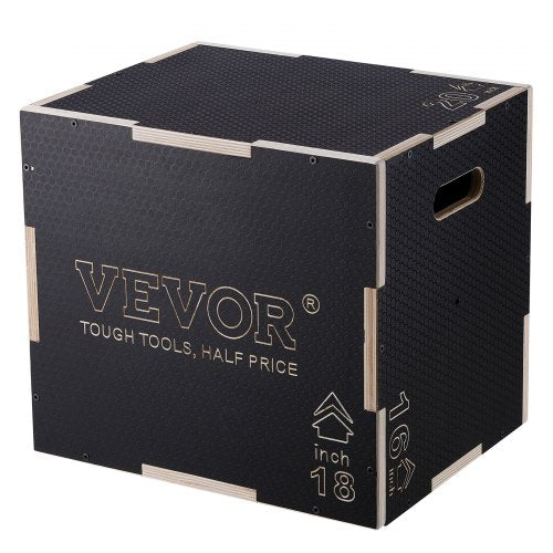 3 i 1 Plyometric Jump Box, 20/18/16 tums Plyo Box, Platform & Jumping Agility Box, Anti-Slip Fitness Exercise Step Up Box för hemmagymträning, konditionsstyrketräning, svart |  EU
