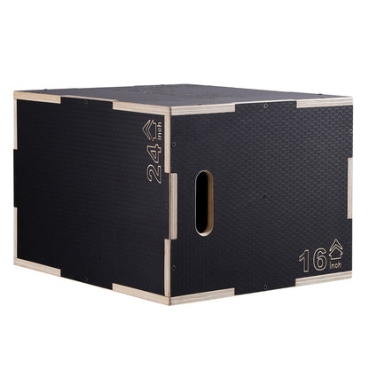 3 in 1 Plyometric Jump Box, 24/20/16 inch Plyo Box, Platform &amp; Jumping Agility Box, Anti-Slip Fitness Exercise Step Up Box for Home Gym Workout, Cardio Strength Training, Black