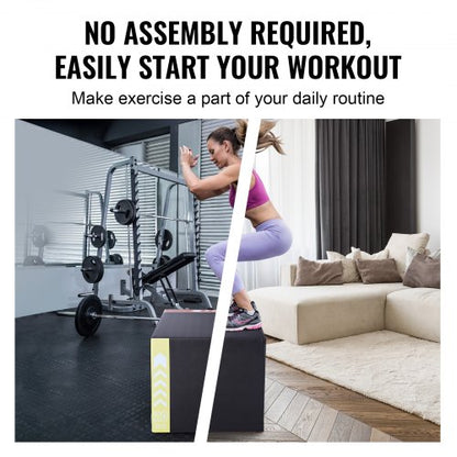 3 in 1 Plyometric Jump Box, 30/24/20 Inch Cotton Plyo Box, Platform &amp; Jumping Agility Box, Anti-Slip Fitness Exercise Step Up Box for Home Gym Workout, Cardio Strength Training, Black | EU