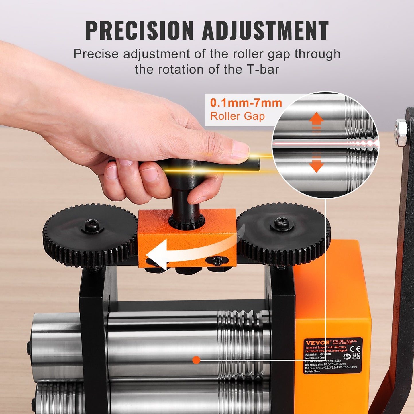 Rolling mill, 3"/76mm jewelry rolling mill machine, 1:2 gear ratio, 3-in-1 multi-function rolling mill, 0.1-7mm press thickness for metal jewelry making Sheet metal square wire semicircle pattern