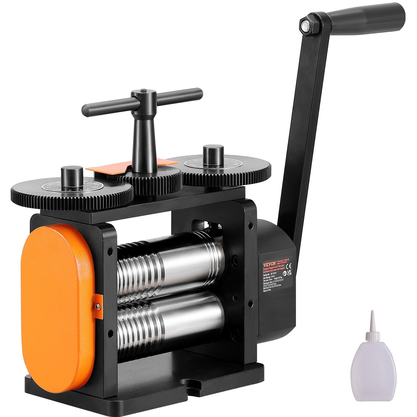 Valsverk, 2,24"/57 mm smyckesvalsmaskin, 1:2 utväxlingsförhållande, 3-i-1 multifunktionsvalsverk, 0-5,5 mm presstjocklek för tillverkning av metallsmycken Plåt fyrkantig tråd elliptisk