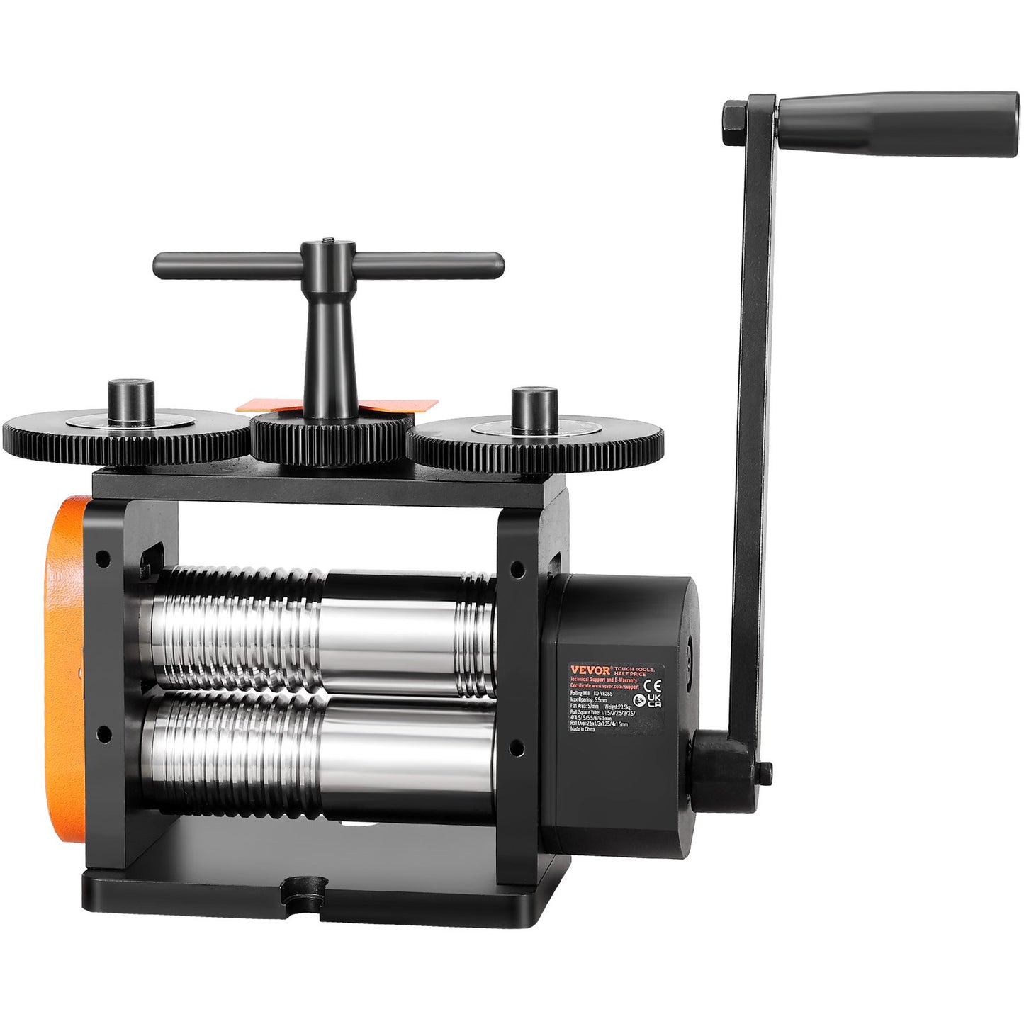Valsverk, 2,24"/57 mm smyckesvalsmaskin, 1:2 utväxlingsförhållande, 3-i-1 multifunktionsvalsverk, 0-5,5 mm presstjocklek för tillverkning av metallsmycken Plåt fyrkantig tråd elliptisk