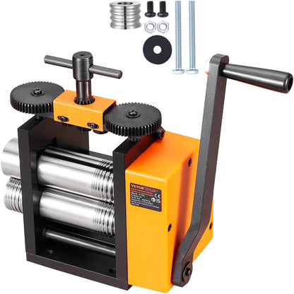 Rolling mill, 2.95"/75mm jewelry rolling mill machine, 1:2 gear ratio, 3-in-1 multi-function rolling mill, 0.03-6.5mm press thickness for metal jewelry making Sheet metal square wire semicircle