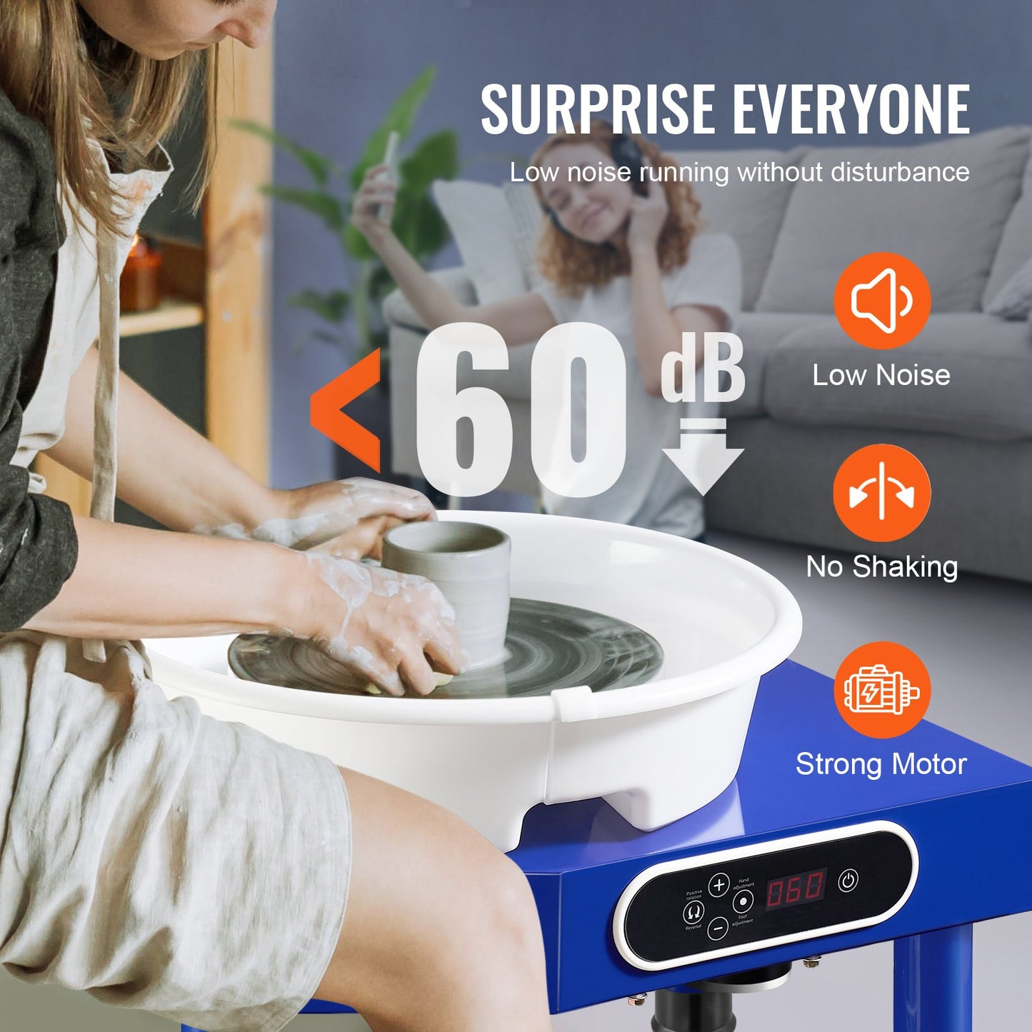 Ceramic Wheel 9.8 Inch Ceramic Wheel Foot Pedal Sculpting Tool Apron 350W