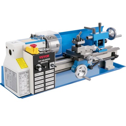 Mini Metal Lathe, 7"x14" Bench Metal Lathe, 550W Variable Speed 2250 RPM Metal Lathe, with 3-Jaw Chuck CNC Mini Lathe Machine, Precision Mini Lathe with Toolbox Digital Display for Metal Turning