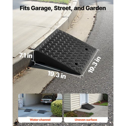 Uppfartsramp, 3,175 ton lastkapacitet, 17,8 cm stigningshöjd Kraftig trottoarkantsramp med dräneringstank för rullstolar, barnvagnar, motorcyklar, bilar, gräsklippare och släpvagnar, 2-pack |  EU