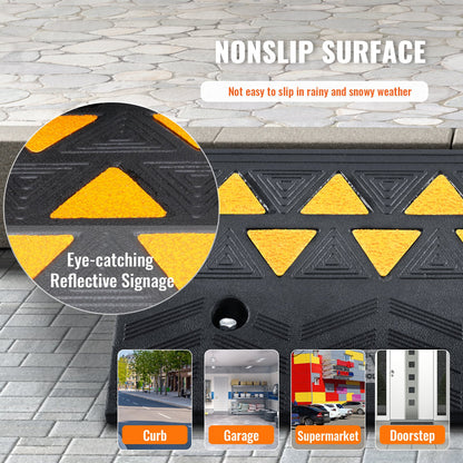 Rubber Curb Ramp 4.25" Rise Curb Ramp, 11.8" Width 19.7" Length Driveway Ramp for Curb, 15T Heavy Duty Rubber Ramp for Forklifts, Trucks, Buses, Cars, Wheelchairs, Bikes