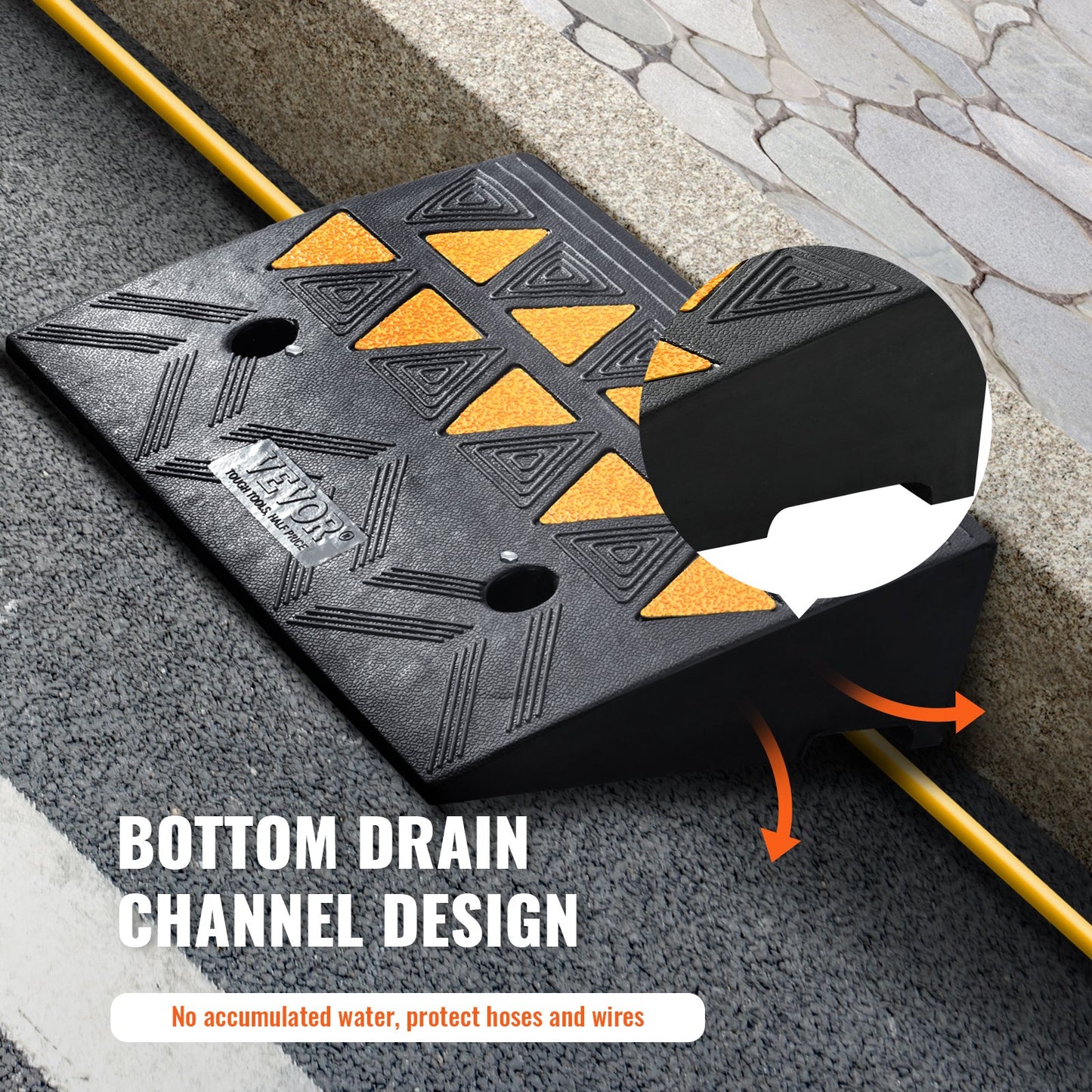 Rubber Curb Ramp 4.25" Rise Curb Ramp, 11.8" Width 19.7" Length Driveway Ramp for Curb, 15T Heavy Duty Rubber Ramp for Forklifts, Trucks, Buses, Cars, Wheelchairs, Bikes
