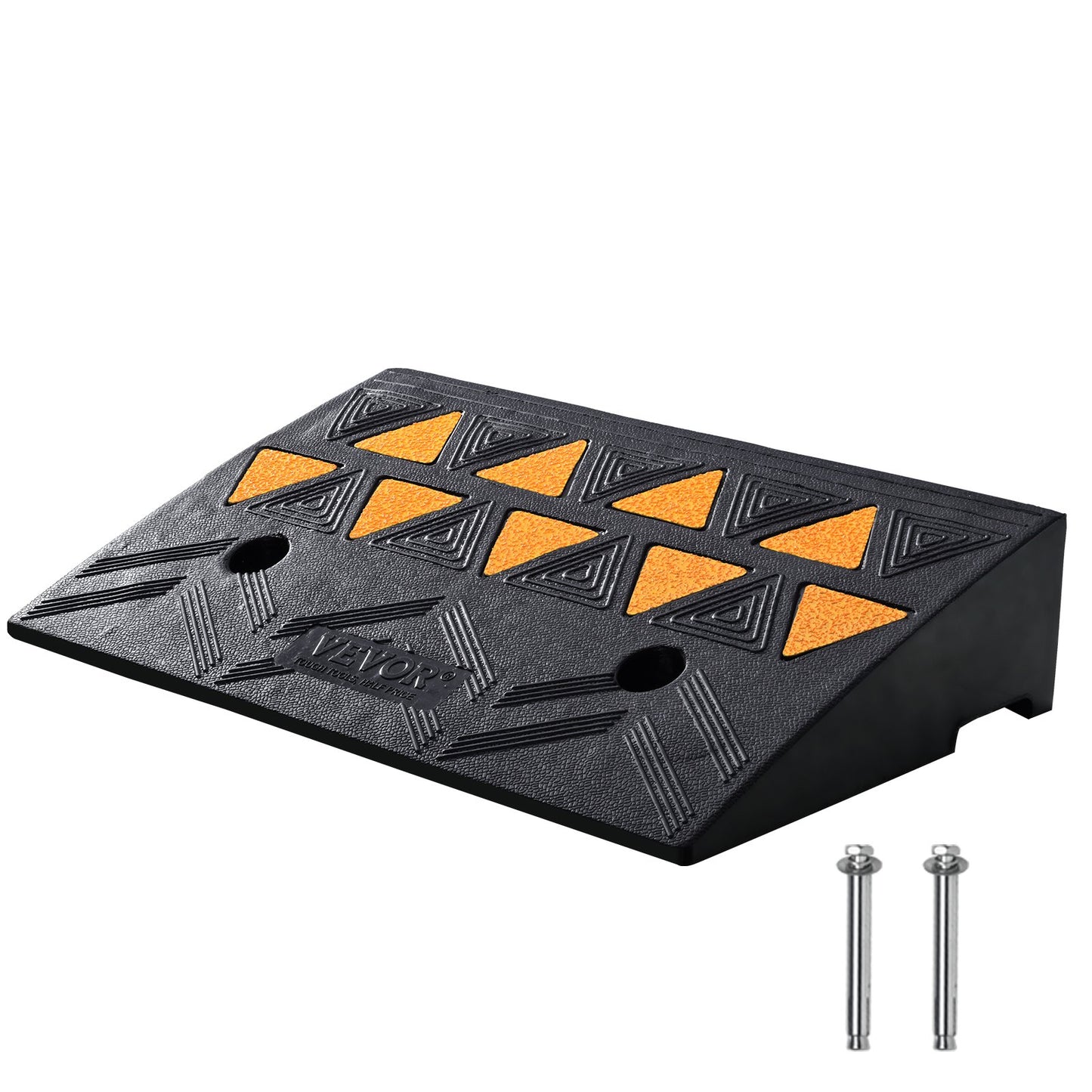 Rubber Curb Ramp 4.25" Rise Curb Ramp, 11.8" Width 19.7" Length Driveway Ramp for Curb, 15T Heavy Duty Rubber Ramp for Forklifts, Trucks, Buses, Cars, Wheelchairs, Bikes