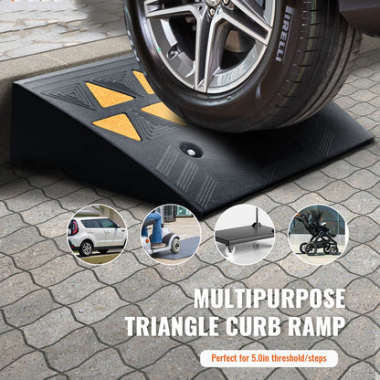 Gummikantramp 2-pack, 5" stigningshöjd Heavy-Duty 33069 lbs/15 T Kapacitet Tröskelramper, uppfartsramper med stabil rutnätsstruktur för bilar, rullstolar, cyklar, motorcyklar
