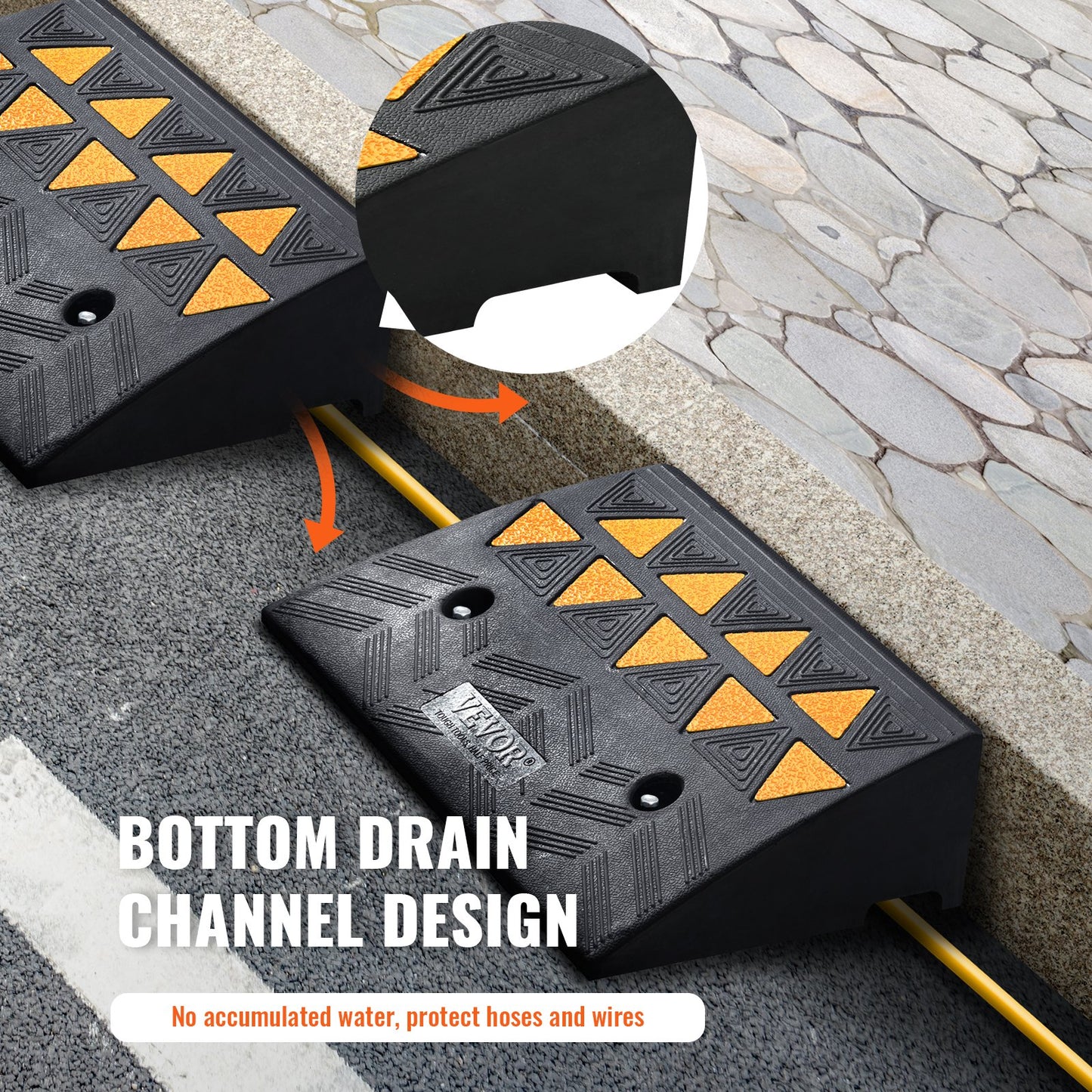 Gummikantramp 2-pack, 5" stigningshöjd Heavy-Duty 33069 lbs/15 T Kapacitet Tröskelramper, uppfartsramper med stabil rutnätsstruktur för bilar, rullstolar, cyklar, motorcyklar