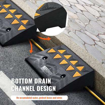 Gummikantramp 2-pack, 5" stigningshöjd Heavy-Duty 33069 lbs/15 T Kapacitet Tröskelramper, uppfartsramper med stabil rutnätsstruktur för bilar, rullstolar, cyklar, motorcyklar