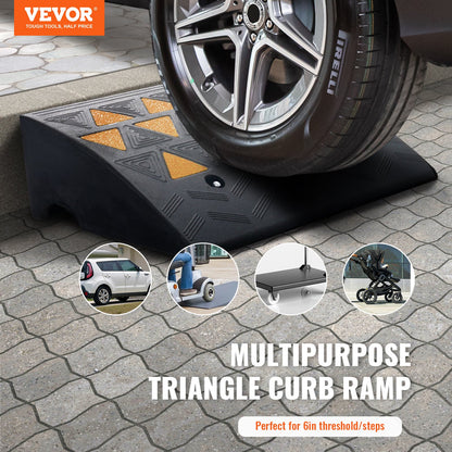 Rubber Edge Ramp 2-Pack, 6" Rise Height Heavy-Duty 33069 lbs/15 T Capacity Threshold Ramps, Driveway Ramps with Stable Grid Structure for Cars, Wheelchairs, Bicycles, Motorcycles