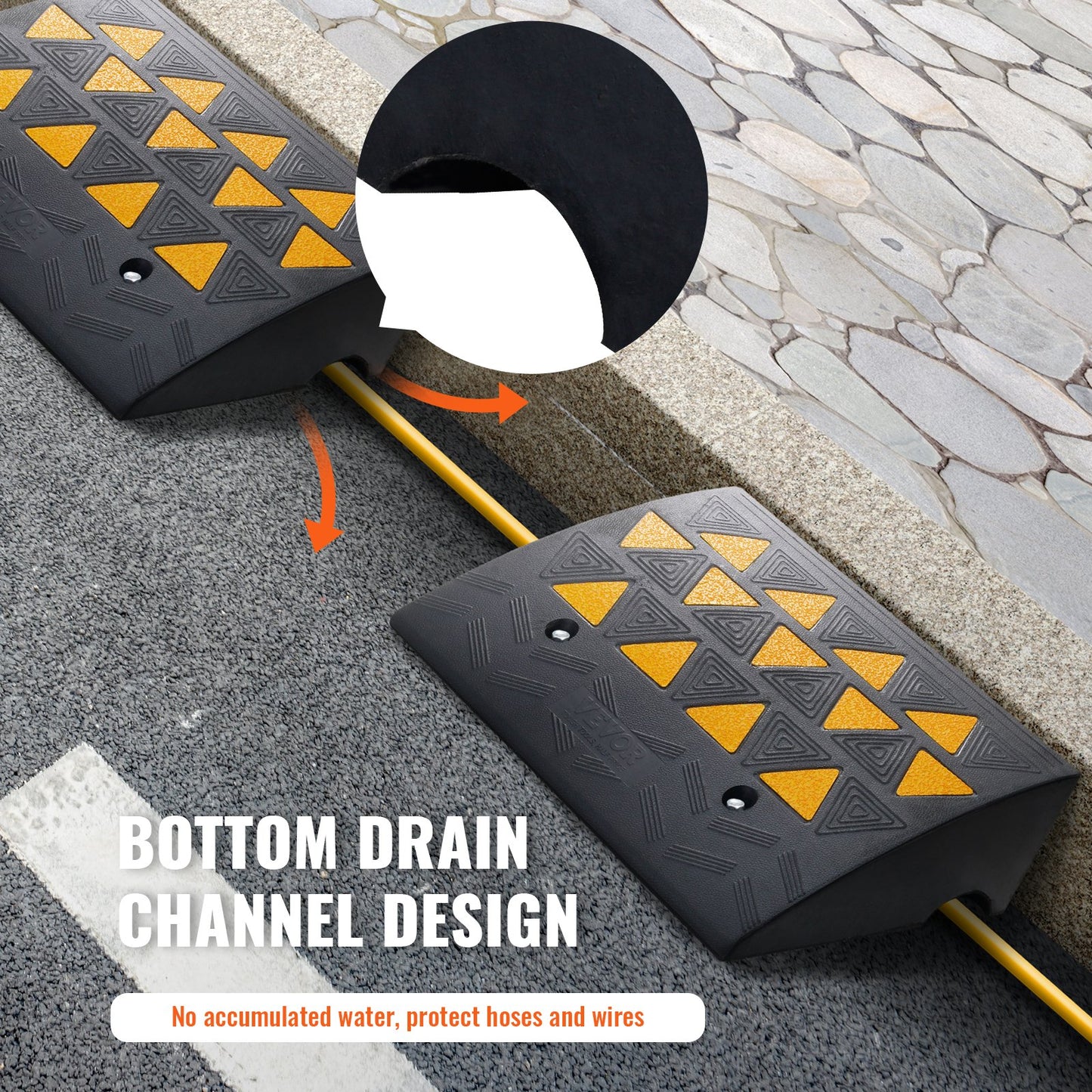 Rubber Edge Ramp 2-Pack, 6" Rise Height Heavy-Duty 33069 lbs/15 T Capacity Threshold Ramps, Driveway Ramps with Stable Grid Structure for Cars, Wheelchairs, Bicycles, Motorcycles