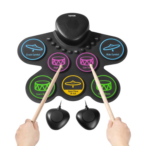 Eltrumset 7-pads Barntrumset med Hörlursuttag Pedaler Högtalare