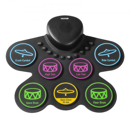 Eltrumset 7-pads Barntrumset med Hörlursuttag Pedaler Högtalare