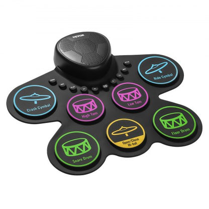 Eltrumset 7-pads Barntrumset med Hörlursuttag Pedaler Högtalare