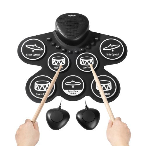 E-Drum Set 7-Pads Kinderschlagzeug mit Kopfhöreranschluss Pedale Lautsprecher