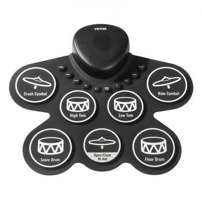E-Drum Set 7-Pads Kinderschlagzeug mit Kopfhöreranschluss Pedale Lautsprecher