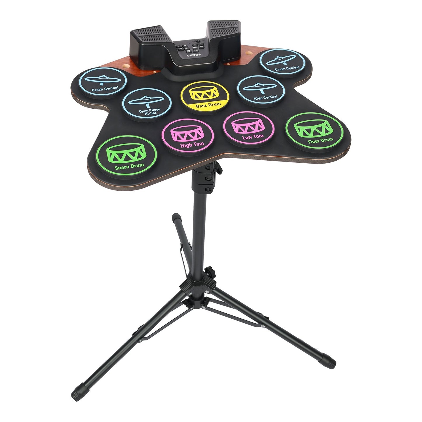 Electric Drum Set 9-Pads with Stand Dual Speakers Light Up Sticks for Kids