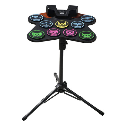 Electric Drum Set 9-Pads with Stand Dual Speakers Light Up Sticks for Kids