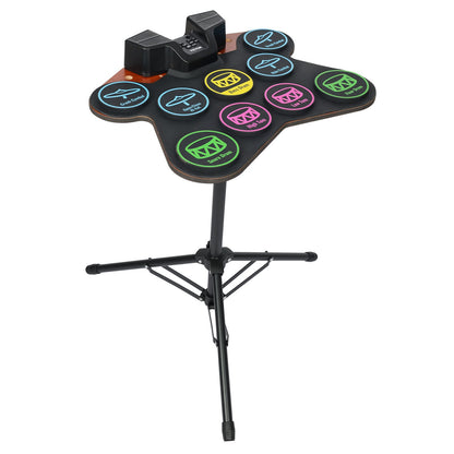 Electric Drum Set 9-Pads with Stand Dual Speakers Light Up Sticks for Kids