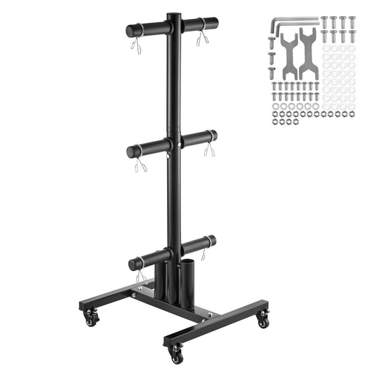 Vertikales Hantelscheiben-Rack für das Heim-Fitnessstudio, Langhantel-Aufbewahrung mit Rädern, 1000 lbs