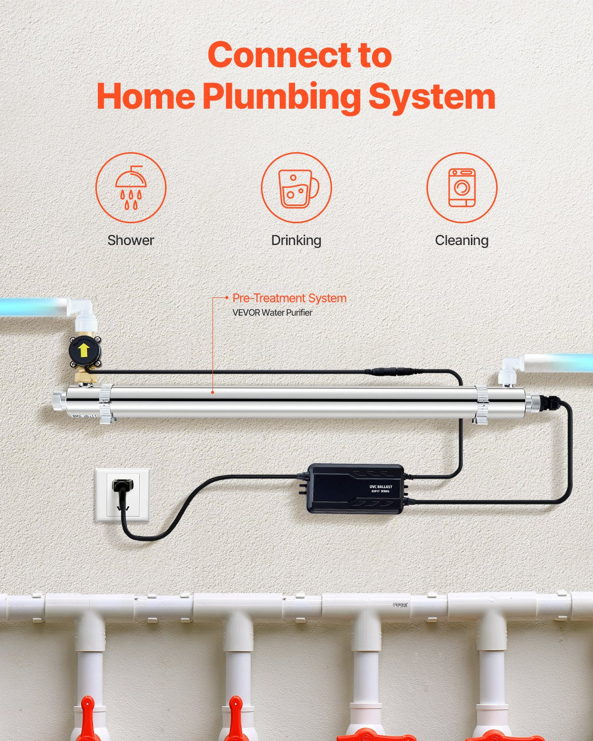 220V 55W UV-Wasserreiniger 12GPM Ultraviolett-Wasserreiniger-Filter