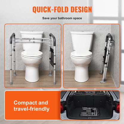 Foldable toilet rail Toilet rail with non-slip handles for seniors