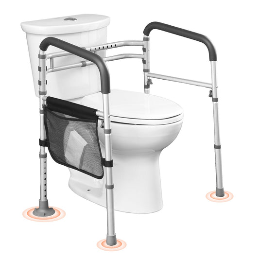 Foldable toilet rail Toilet rail with non-slip handles for seniors