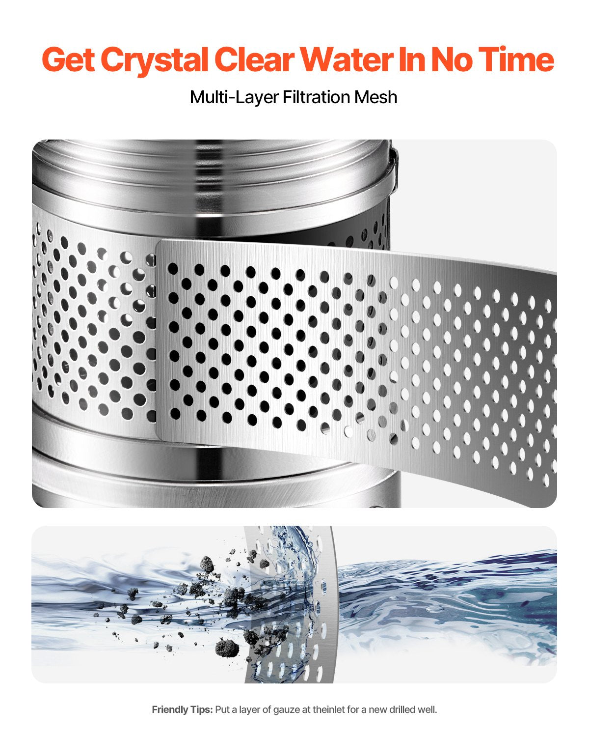 750W Edelstahl Tiefbrunnen Tauchpumpe Wasserpumpe 210ft 65L/min
