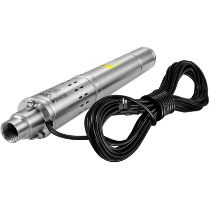 Dränkbar pump med djup brunn, 550W 230V/50Hz, 35L/min 108 m Huvud Sandbeständig <5%, 20 m elkabel, 7,6 cm vattenpumpar i rostfritt stål för industri, bevattning och hemmabruk, IP68 vattentät