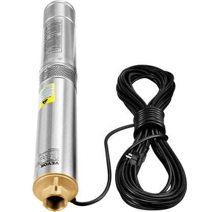 Dränkbar pump med djup brunn, 750W 230V/50Hz, 100L/min 66 m Huvud Sandbeständig <5%, 20 m elkabel, 7,6 cm vattenpumpar i rostfritt stål för industri, bevattning och hemmabruk, IP68 vattentät
