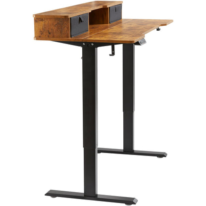 Höjdjusterbart skrivbord, 47,2" x 23,6" Elektrisk Dual Monitor Riser-arbetsstation, Helt skrivbordsbräda sitta att stå, 3-knappslägen Robust dubbel metallram, 180 LBS kapacitet för dator hem och kontor