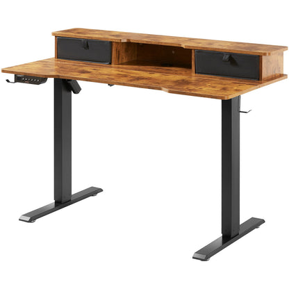 Höjdjusterbart skrivbord, 47,2" x 23,6" Elektrisk Dual Monitor Riser-arbetsstation, Helt skrivbordsbräda sitta att stå, 3-knappslägen Robust dubbel metallram, 180 LBS kapacitet för dator hem och kontor