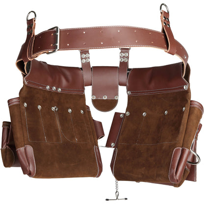Werkzeuggürtel, 22 Taschen, verstellbar von 29 Zoll bis 54 Zoll, hochwertige, strapazierfähige Werkzeugtasche aus PU, abnehmbare Werkzeugtasche für Elektriker, Tischler, Handwerker, Holzarbeiter, Bauarbeiter, Einrahmer, Braun