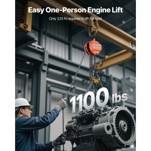 handtelfer, 1/2 ton kapacitet, manuell kedjeblock med uppgradering G80 galvaniserad kedja, 3 m lyfthöjd, kraftig remskivetelfer för garage, lager, fordonsmaskiner, orange |  EU