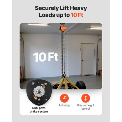 handtelfer, 1 ton 900 kg kapacitet, manuell kedjeblock med uppgradering G80 galvaniserad kedja, 3 m lyfthöjd, kraftig remskivetelfer för garage, lager, fordonsmaskiner, orange |  EU